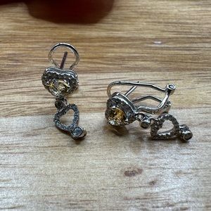 Diamond and Citrine heart gem earrings (AUTHENTIC)